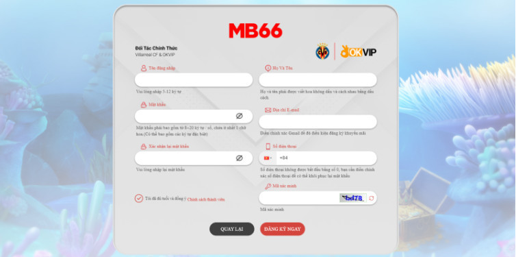 Hướng dẫn đăng ký Mb66 chi tiết dành cho người mới tham gia